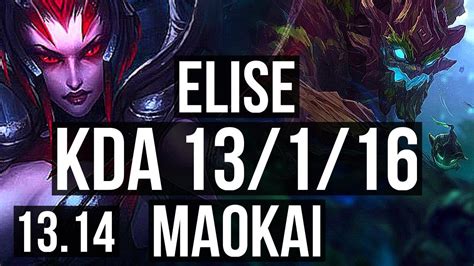 ELISE Vs MAOKAI JNG 13 1 16 Legendary 500 Games EUW Master