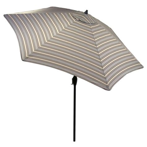 Hampton Bay 9 Ft Aluminum Market Patio Umbrella In Cement Stripe With