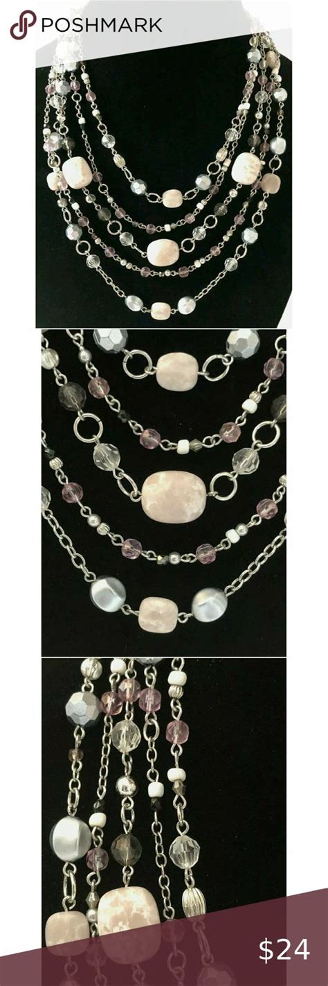 Lia Sophia Sugar Plum Silver Tone Beaded Necklace Stylish Multi