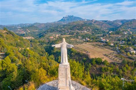 Statue Of Jesus Christ The Redeemer At Ascoli Piceno In Italy Stock