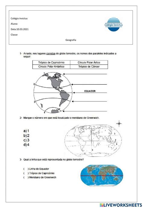 Paralelos E Meridianos Interactive Worksheet