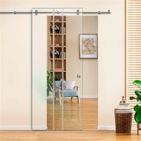 single sliding glass barn door  frosted design
