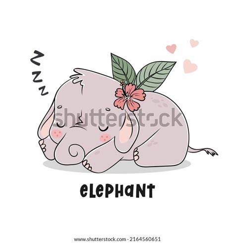 Cute Sleeping Elephant Cartoon Vector Illustration เวกเตอร์สต็อก ปลอดค่าลิขสิทธิ์ 2164560651