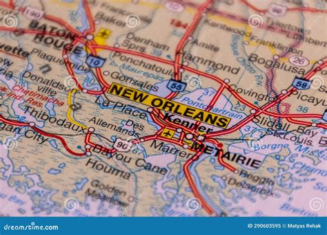 New Orleans, Louisiana, USA on a Road Ma Stock Image - Image of town ...