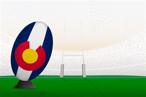 Premium Vector | Colorado national team rugby ball on rugby stadium