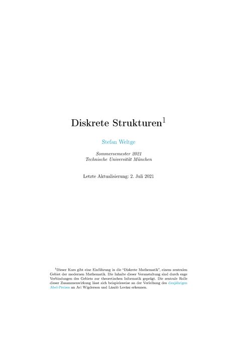 Skript Ds Script For Discrete Structures Summer Diskrete