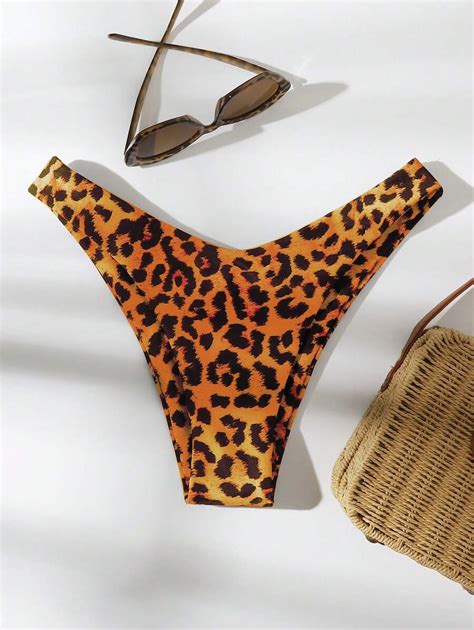 Estampa De Leopardo Corte Alto Calcinha De Bikini Shein Brasil