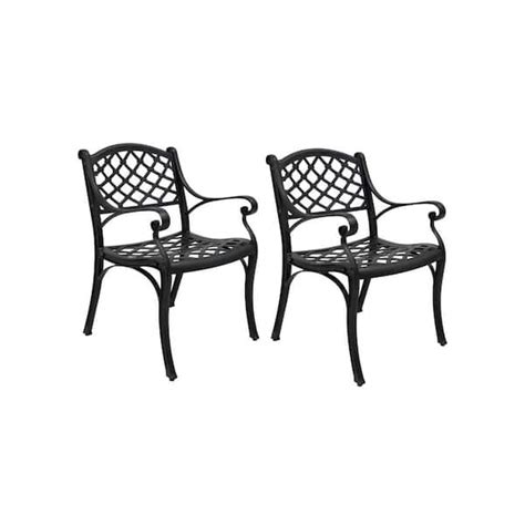 Tidoin Black Cast Aluminium Outdoor Dining Chair Set Of 2 Dih Yd46 Hw The Home Depot