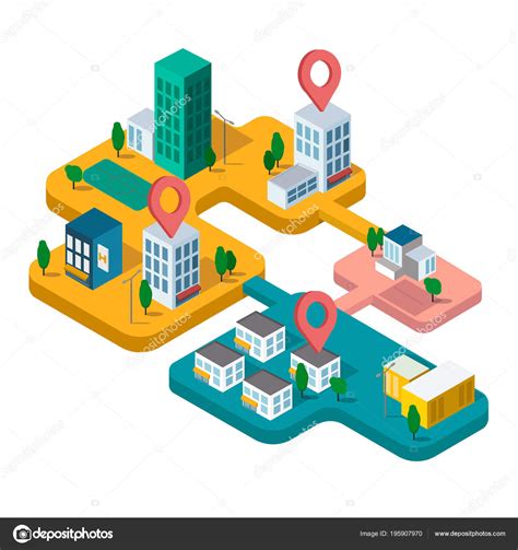 Real Estate Business Concept Houses Isometric Vector Illustration