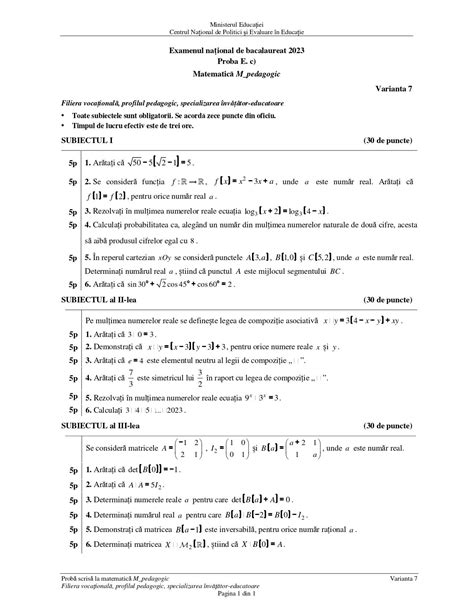 Barem Matematică Bac 2023 sesiunea de toamnă Cum se rezolvă subiectele