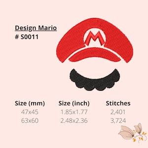 Super Mario Machine Embroidery Design Designs In Sizes Etsy