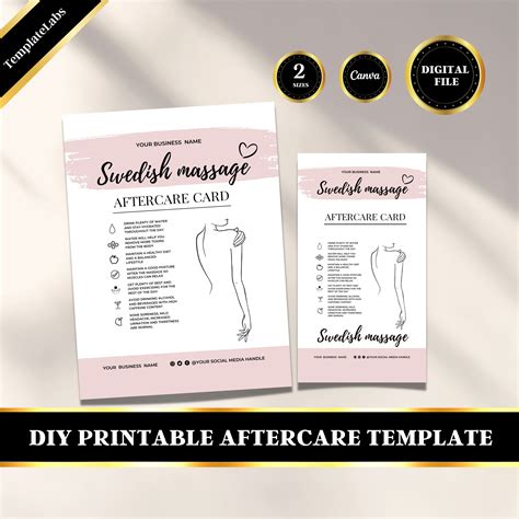 Massage Card Swedish Massage Aftercare Massage Flyer Massage Template