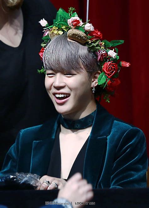 Jimin Taken By Look At Min Happy Jimin With Christmas Flower Crown Bts Jimin Jhope Park