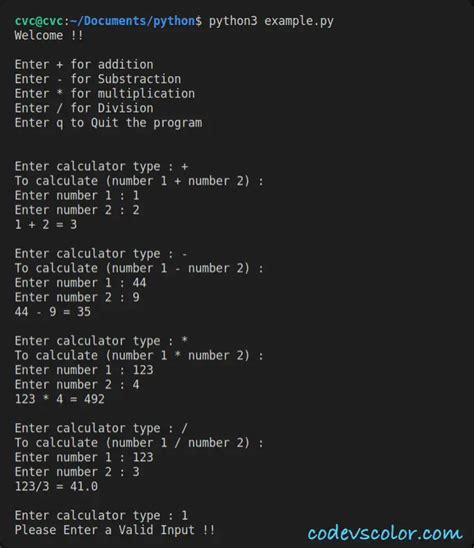 Write A Simple Calculator Program In Python 3 Codevscolor