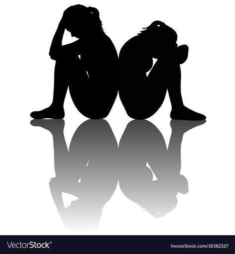 Sad women silhouettes with shadow Royalty Free Vector Image