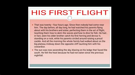 His First Flight Class 10 English YouTube