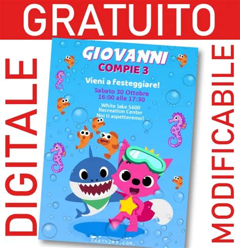 GRATUITO Invito Baby Shark Modificabile E Personalizzabile WHATSAPP