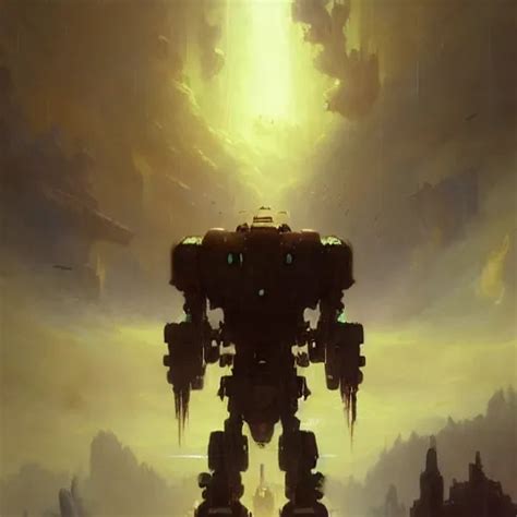 A Giant Mech Robot Full Detailed Realistic Atmosferic Stable