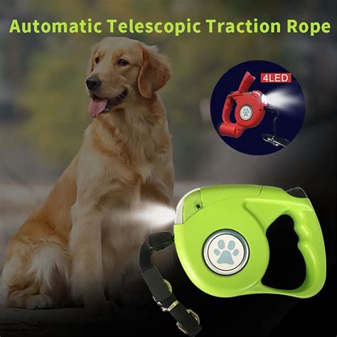 4 LED 4.5M Automatic Extending Walking Dog Lead Flashlight Extendable ...