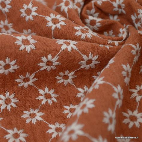 Tissu Double Gaze Brod E Linda Coloris Terracotta Oeko Tex