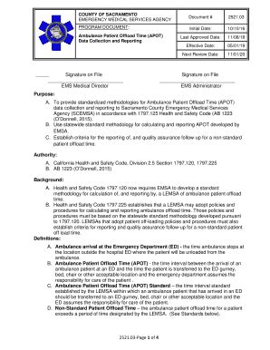 Fillable Online To Provide Standardized Methodologies For Ambulance