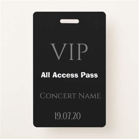 Simple Black Vip All Access Pass Concert Badge Zazzle