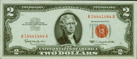 Red Seal Two Dollar Bills 1928 1963 Values And Pricing Sell Old