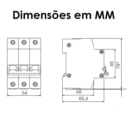 Disjuntor Din Trif Sico Tripolar A Curva C Ka Eletromar A Mais Top