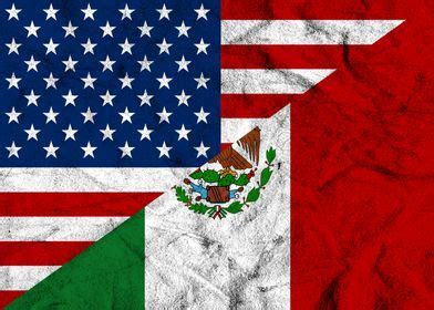 'Vintage USA Mexico Flag' Poster, picture, metal print, paint by Christian | Displate | Mexico ...