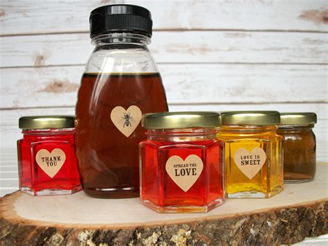 Kraft Hershey Kiss Heart Wedding Labels Jam Jar And Honey Favors