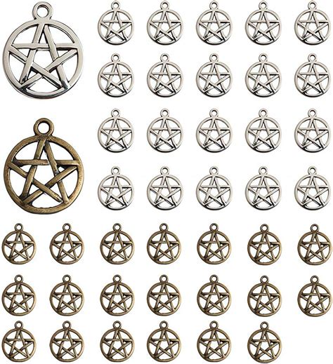 Amazon Ximimark 40 PCS Silver Bronze Alloy Jewelry Pentagram Star