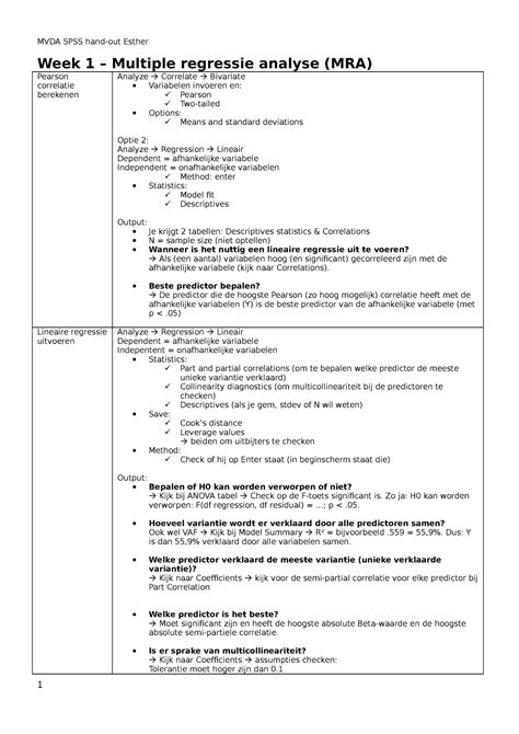 Mvda Spss Handout Mvda Spss Esther Week Multiple Regressie Analyse