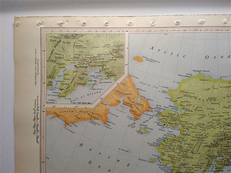 1957 Antique ALASKA Atlas Map Vintage Encyclopedia Britannica World