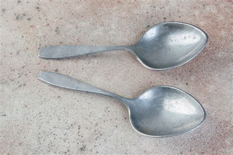 Large Aluminum Spoons Vintage Metal Spoons Set Of 2 Food Etsy