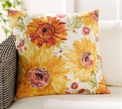 Watercolor Sunflower Decorative Pillow Cover Pottery Barn