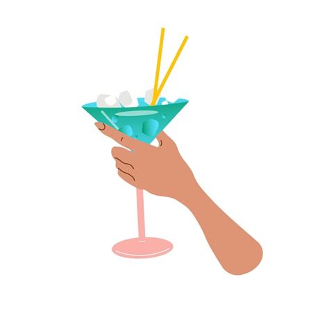 Premium Vector Hand Holds A Glass With A Refreshing Summer Cocktail