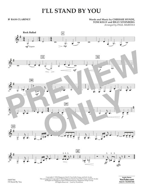 I Ll Stand By You Arr Paul Murtha Bb Bass Clarinet Sheet Music