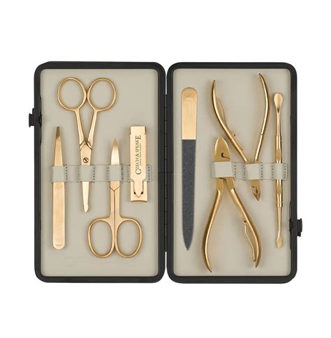 Manicure Set Stone And Cream In Gold Instruments Czech And Speake