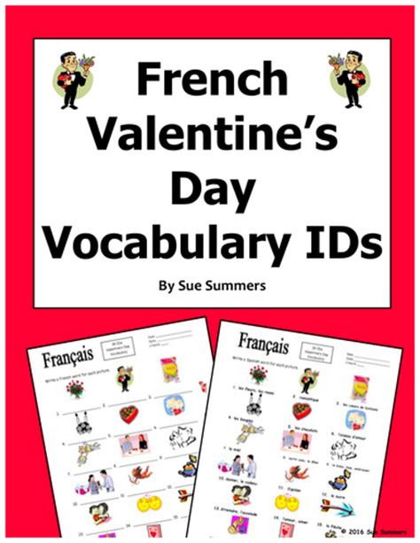 French Valentines Day Vocabulary Ids Worksheet Jour De Saint