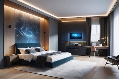 Premium AI Image | Smart Bedroom Solutions Design a bedroom with ...