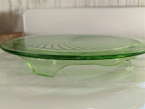 VASELINE GLASS CAKE Plate By Hocking Glass Co Vintage Etsy