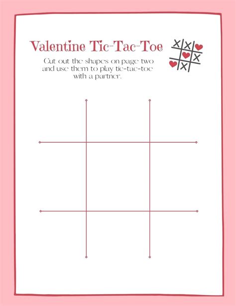 Valentine Tic Tac Toe Valentine Activity Worksheet Valentine