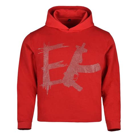 Cropped Rhinestone Draco Hoodie Red Phantasmal