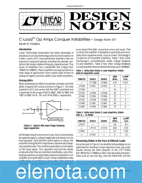 Operational Amplifiers Datasheet Pdf Kb Linear Technology