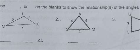 Solved Se Or On The Blanks To Show The Relationship S Of The Angles G 2 3 7 L ∠ L