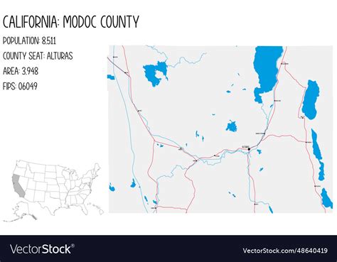 Map of modoc county in california usa Royalty Free Vector