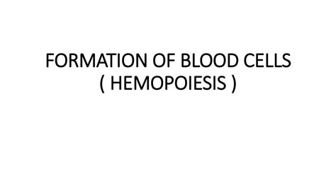 SOLUTION: Share formation of blood cells - Studypool