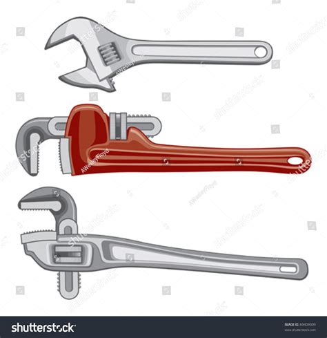 Adjustable Plumbing Pipe Wrenches Two Color Stock Vector 69409309