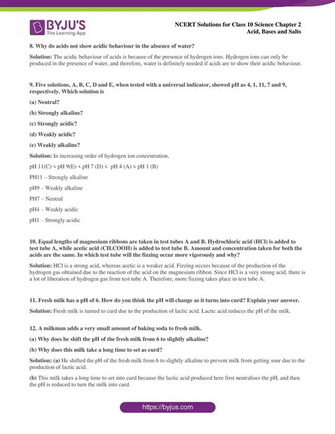 Ncert Solutions For Class 10 Science Chapter 2 Acid Bases And Salts