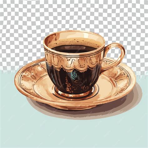 Premium PSD | A cuban espresso in a coffee cup on a saucer on a transparent